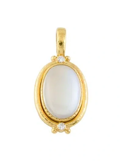 Pre-owned Elizabeth Locke 19k Moonstone & Diamond Enhancer Pendant, 1.75" In Multi