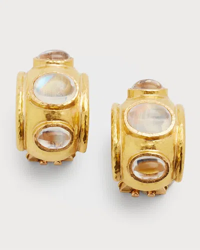 Elizabeth Locke 19k Moonstone Cabochon Convertible Earrings In Gold