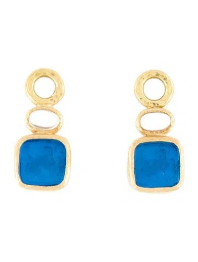 Pre-owned Elizabeth Locke 19k Moonstone, Venetian Glass, & Mother-of -pearl Earring Enhancers In Multi
