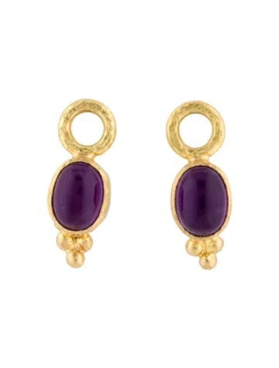 Pre-owned Elizabeth Locke 19k Mother Of Pearl & Amethyst Earring Charms In White