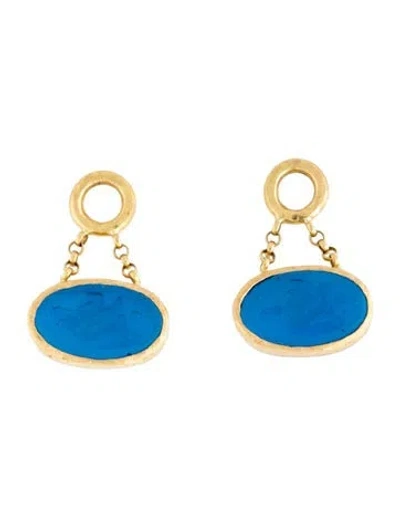 Pre-owned Elizabeth Locke 19k Mother Of Pearl & Glass Flying Pegasus Earring Charms In Blue