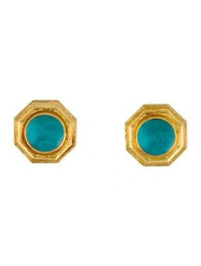 Pre-owned Elizabeth Locke 19k Mother Of Pearl & Glass Intaglio Clip On Earrings In Multi