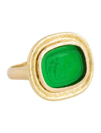 Pre-owned Elizabeth Locke 19k Mother Of Pearl & Venetian Glass Doublet Cocktail Ring In Multi