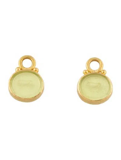Pre-owned Elizabeth Locke 19k Mother Of Pearl & Venetian Glass Intaglios Earring Charms In Green