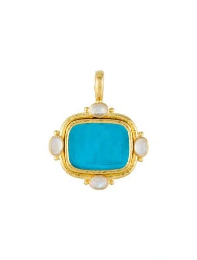 Pre-owned Elizabeth Locke 19k Mother Of Pearl, Labradorite & Glass Pendant In Multicolor