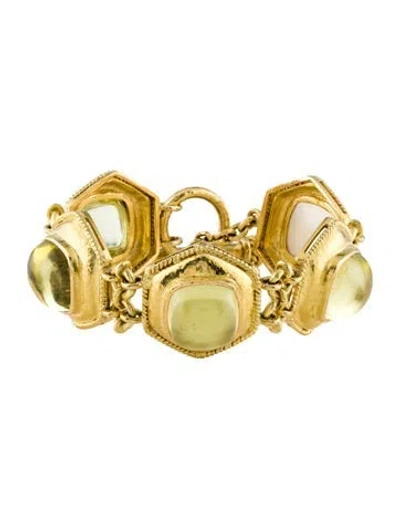 Pre-owned Elizabeth Locke 19k Mother Of Pearl Quartz Doublet Link Bracelet, 6.5" In Multi