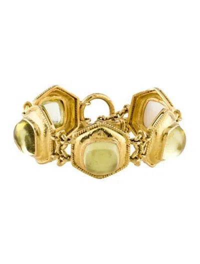 Pre-owned Elizabeth Locke 19k Mother Of Pearl Quartz Doublet Link Bracelet, 6.5" In Multicolor
