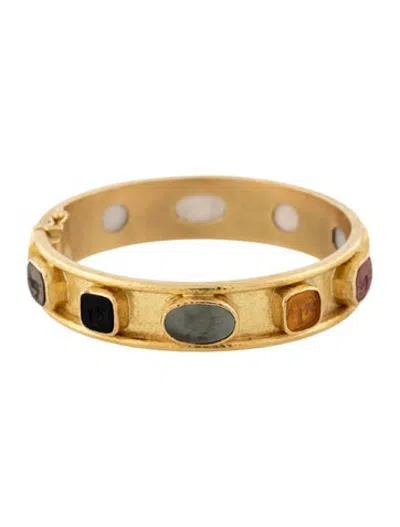 Pre-owned Elizabeth Locke 19k Mother Of Pearl Venetian Glass Intaglio Flying Pegasus Bangle, 6.5" In Black/blue/grey