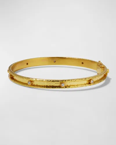 Elizabeth Locke 19k Narrow Diamond Bangle Bracelet In Gold