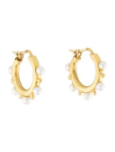 Pre-owned Elizabeth Locke 19k Pearl Big Baby Hoop Earrings In Multi