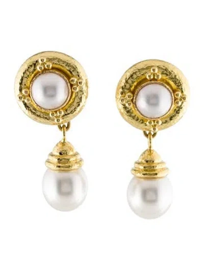 Pre-owned Elizabeth Locke 19k Pearl Convertible Stud Drop Earrings In Multi
