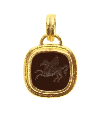Elizabeth Locke 19k Pegasus Onyx Pendant In Gold