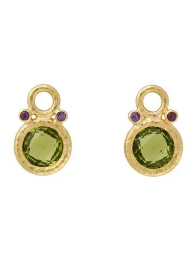 Pre-owned Elizabeth Locke 19k Peridot & Amethyst Earring Charm Enhancers In Multi