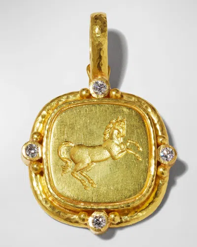 Elizabeth Locke 19k Rearing Horse Diamond Pendant In Gold