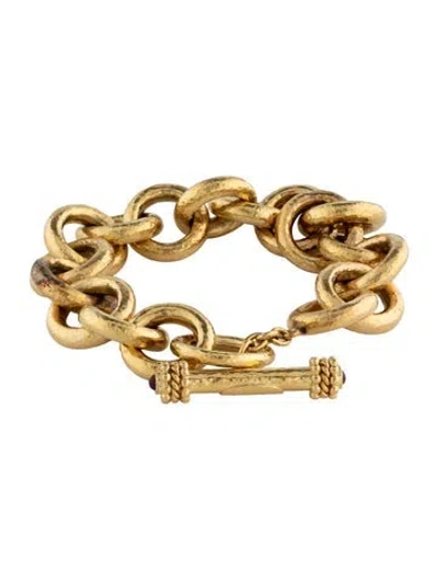 Pre-owned Elizabeth Locke 19k Ruby Link Bracelet, 6.75" In Multicolor
