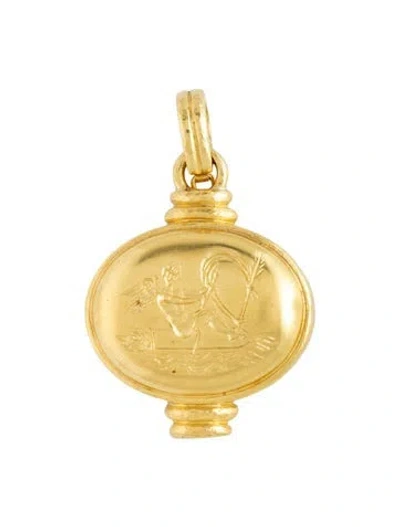 Pre-owned Elizabeth Locke 19k Sailing Cherub Pendant In Multicolor