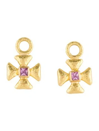 Pre-owned Elizabeth Locke 19k Sapphire Maltese Cross Earring Enhancers In Multi