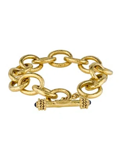 Pre-owned Elizabeth Locke 19k Sapphire Oval Link Bracelet, 6.75" In Multicolor