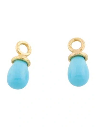 Pre-owned Elizabeth Locke 19k Turquoise Acorn Caps Drop Earring Charms In Multi