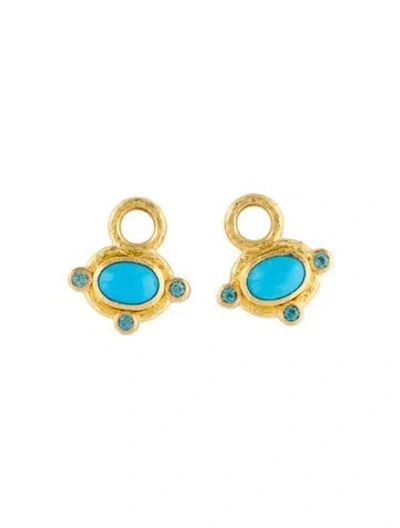 Pre-owned Elizabeth Locke 19k Turquoise & Zircon Earring Charms In Multi