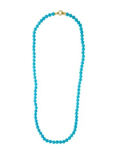 Pre-owned Elizabeth Locke 19k Turquoise Bead Necklace, 34.5" In Multi