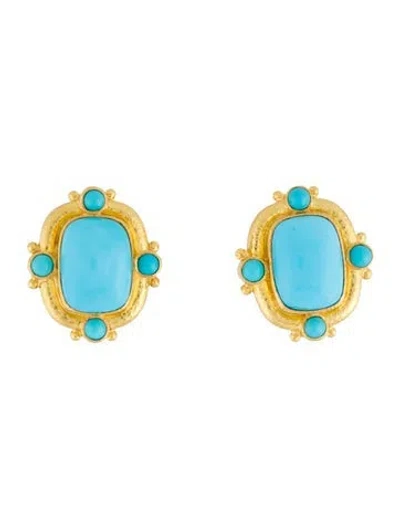 Pre-owned Elizabeth Locke 19k Turquoise Sleeping Beauty Convertible Earclip Earrings In Multi