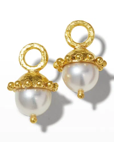 Elizabeth Locke 19k White Pearl Earring Pendants In Gold
