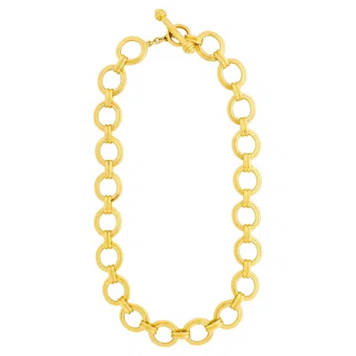 Pre-owned Elizabeth Locke 19k Yellow Gold Oval Link Necklace With Toggle Clasp