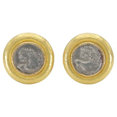 Pre-owned Elizabeth Locke Ancient Greek Lion Coin Earrings In Multiple