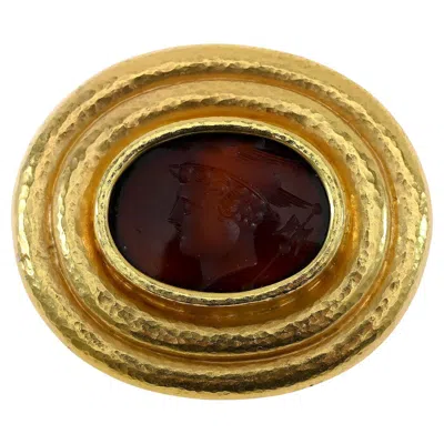 Pre-owned Elizabeth Locke Black Venetian Glass Intaglio Brooch