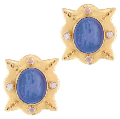 Pre-owned Elizabeth Locke Blue Venetian Glass Earrings