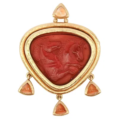 Pre-owned Elizabeth Locke Brooch With Prancing Horses In Multi