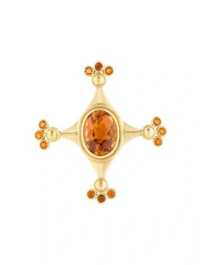 Pre-owned Elizabeth Locke Citrine Brooch In Multicolor