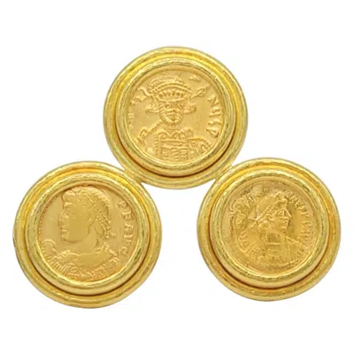 Pre-owned Elizabeth Locke Estate  Three Coins Brooch In 18k Yellow Gold