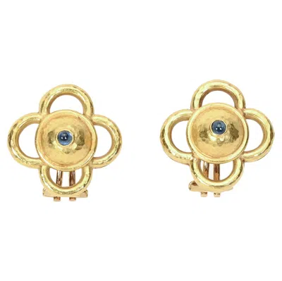 Pre-owned Elizabeth Locke Gold Earrings With Lapis Lazuli In Multi