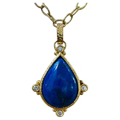 Pre-owned Elizabeth Locke Jewels Lapis Lazuli And Diamond 19k Gold Pendant In Multiple