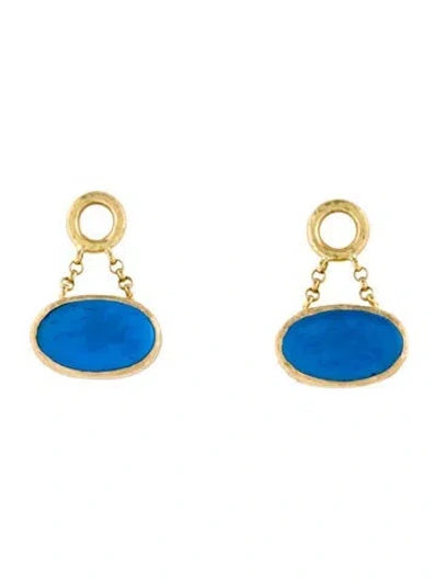Pre-owned Elizabeth Locke Mother Of Pearl & Venetian Glass Intaglio Pegasus Chain Drop Earring Enhancers In Blue