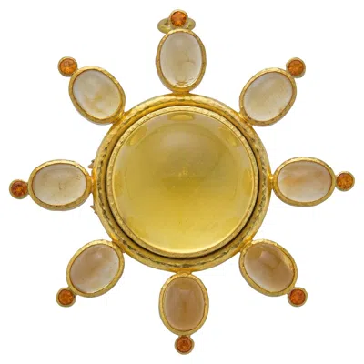Pre-owned Elizabeth Locke Pendant/ Brooch With Orange Garnets