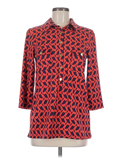 Pre-owned Elizabeth Mckay 3/4 Sleeve Blouse In Red