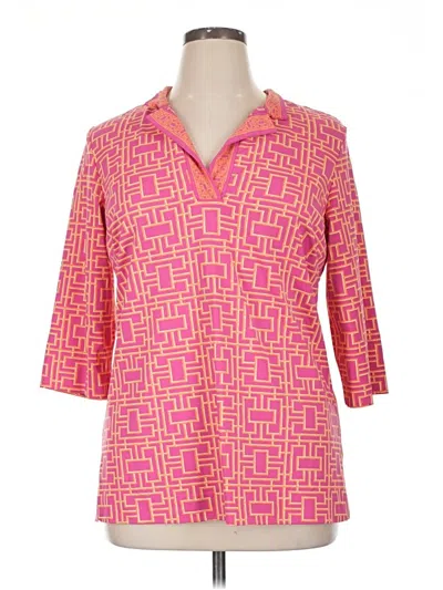 Pre-owned Elizabeth Mckay 3/4 Sleeve Button Down Shirt In Pink