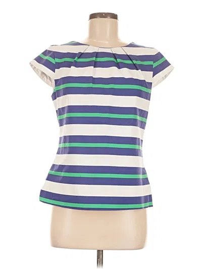 Pre-owned Elizabeth Mckay Short Sleeve Top Blue Boatneck Tops