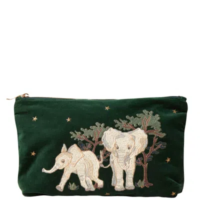 Elizabeth Scarlett Baby Elephant Conservation Forest Velvet Everyday Pouch In White