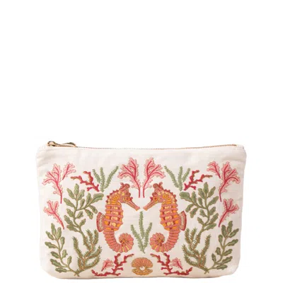 Elizabeth Scarlett Coral Seahorse Sea Salt Cotton Everyday Pouch