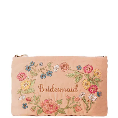 Elizabeth Scarlett Floral Bridesmaid Pink Sand Velvet Everyday Pouch In White