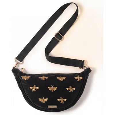 Elizabeth Scarlett Honey Bee Velvet Crossbody In Black