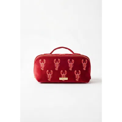 Elizabeth Scarlett Lobster Open Flat Makeup Bag In Red