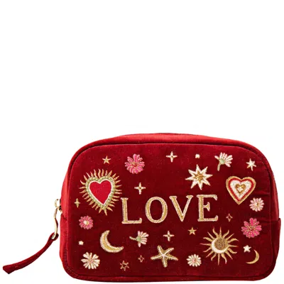 Elizabeth Scarlett Love Charm Velvet Makeup Bag - Rouge