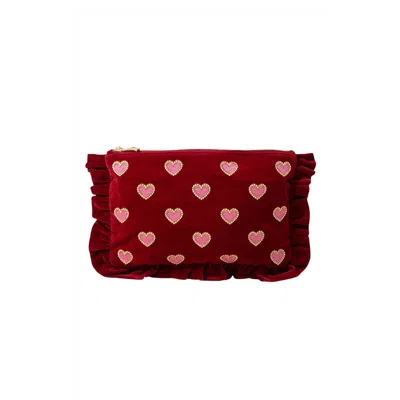 Elizabeth Scarlett Love Hearts Frill Pouch In Red