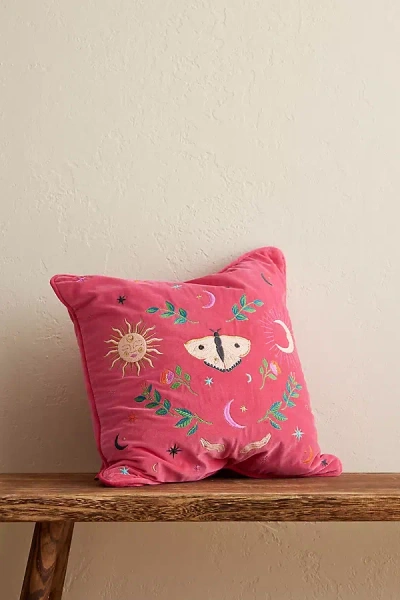 Elizabeth Scarlett Midnight Mysticism Velvet Cushion In Pink