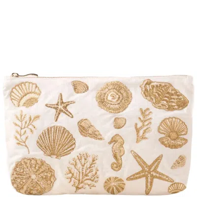 Elizabeth Scarlett Ocean Treasures Cotton Everyday Pouch - Cream